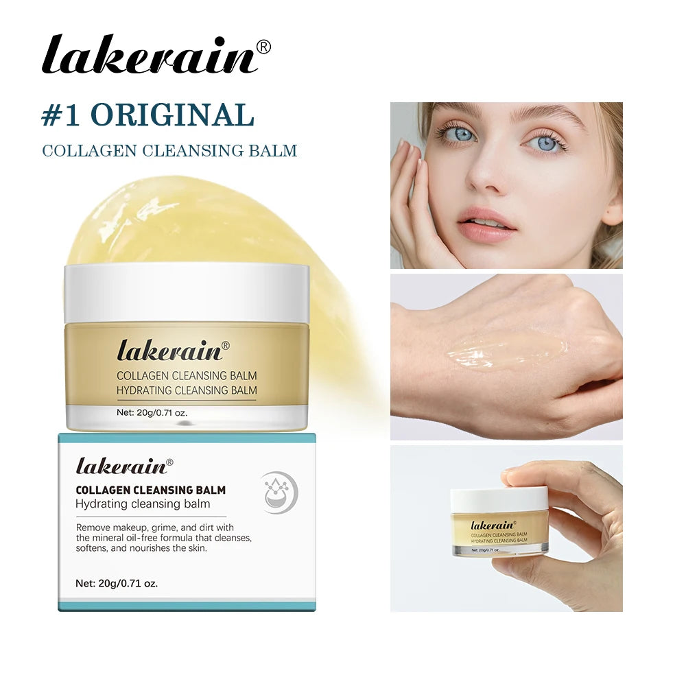 Collagen Cleansing Balm Deep Pore Makeup Remover for Daily Facial Care and Hydrated Skin Glow