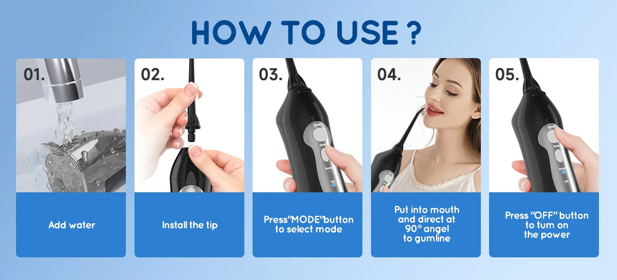 Water Flosser Portable Oral Irrigator Rechargeable Jet for Deep Teeth Cleaning