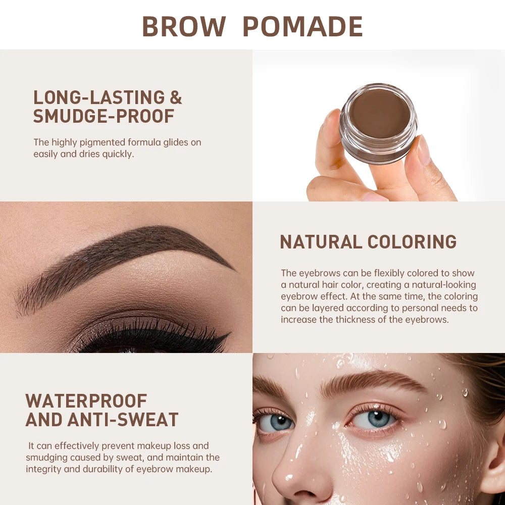 Brow Pomade Waterproof Eyebrow Gel for Natural Tinted Brows for Daily Makeup and Special Events