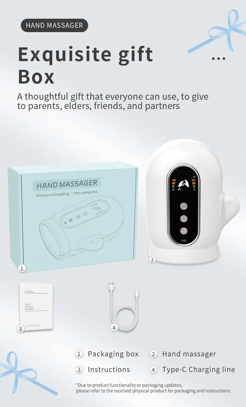 Electric Hand Massager with Airbag Compression and Heat for Office Workers at Home