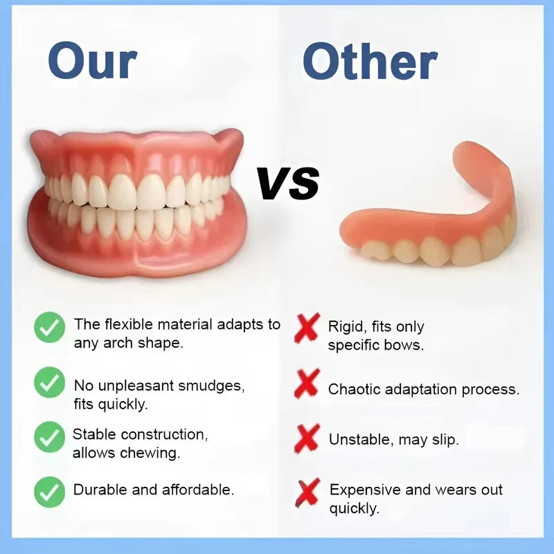 Full Mouth Denture Set Soft Silicone Reline False Teeth for Adults at Home Daily Comfort Use