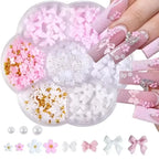 Acrylic Nail Art Charms with Bowknot Flowers for Manicure Design at Home Professional Salon