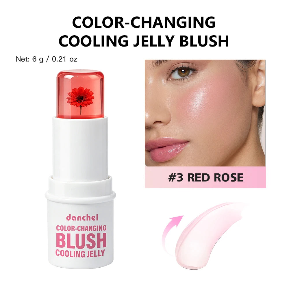 Color Changing Jelly Blush Stick pH Adaptive Hydrating Tint for Lips Cheeks and Eyes Daily