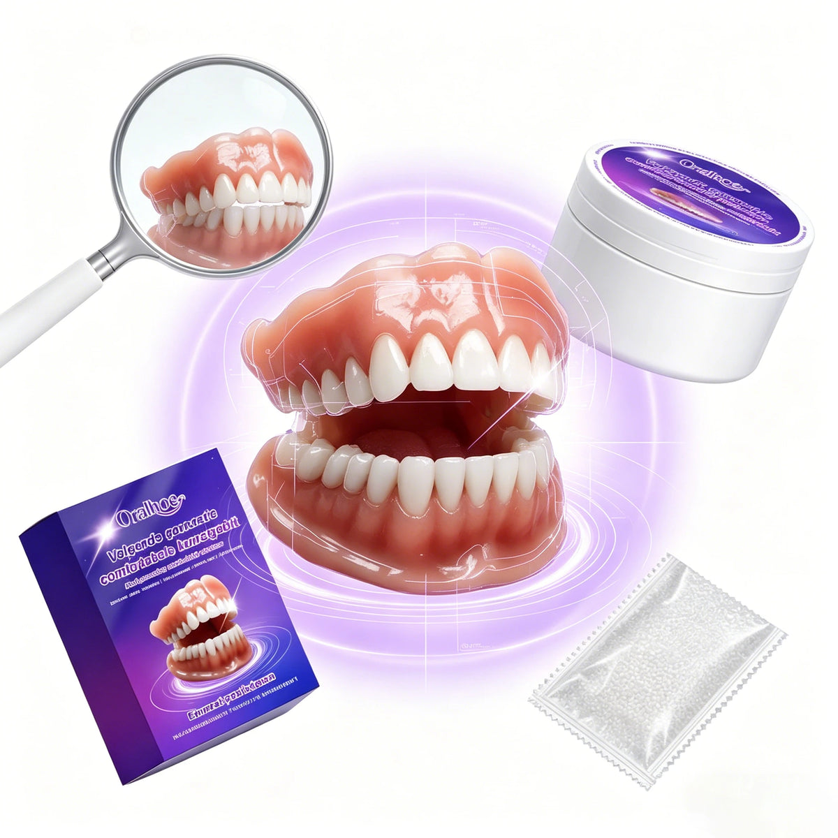 Silicone Snap On Dentures Realistic Teeth Replacement for Natural Smile During Social Events