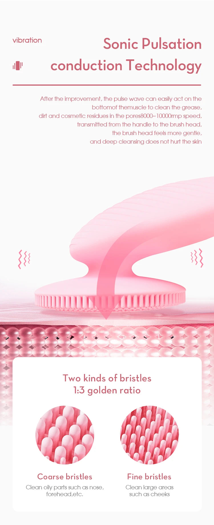 Electric Facial Cleansing Brush Sonic Vibration Scrubber for deep pore cleaning at home - 11