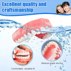 Full Mouth Denture Set Comfortable Silicone Teeth with Cleaning Tools for Daily Dental Hygiene