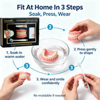 Silicone Full Denture Set Cosmetic Natural Look Comfortable Fit for Adults Daily Oral Care