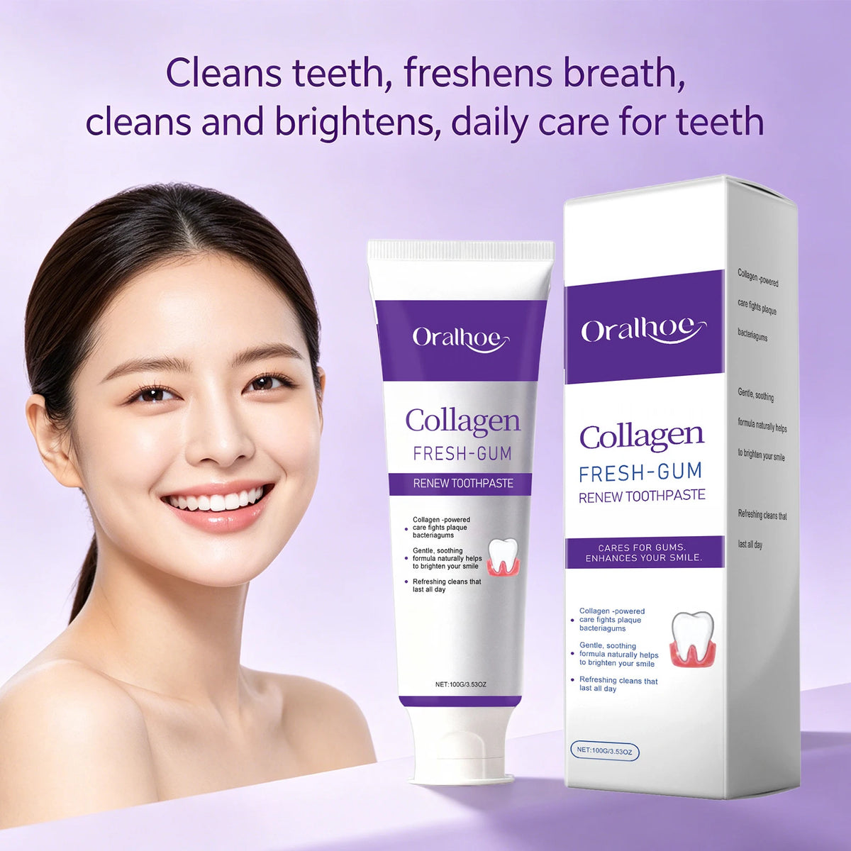 Collagen Toothpaste Whitening and Fresh Breath for Adults Daily Oral Care at Home Routine