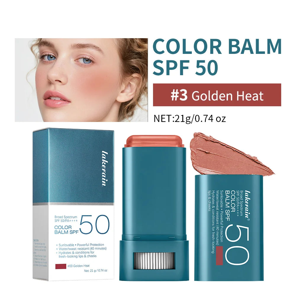 Color Balm SPF 50 Hydrating Blush Stick for Sensitive Skin and Daily Use
