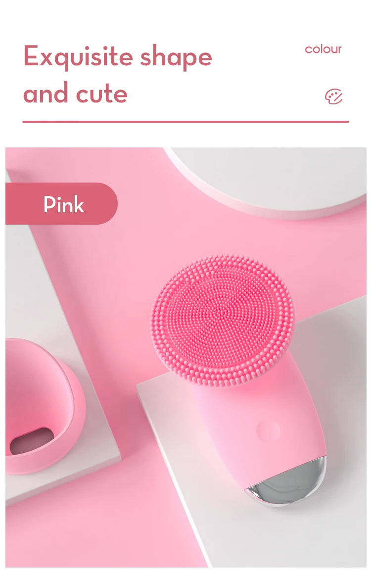 Electric Facial Cleansing Brush Sonic Vibration Scrubber for deep pore cleaning at home