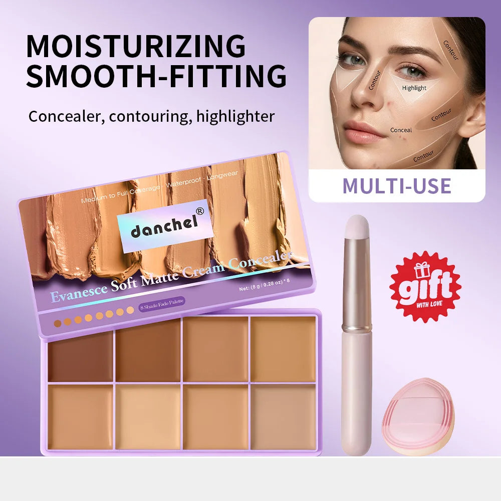 Cream Concealer Palette Waterproof Full Coverage for Professional Makeup and Daily Face Sculpting