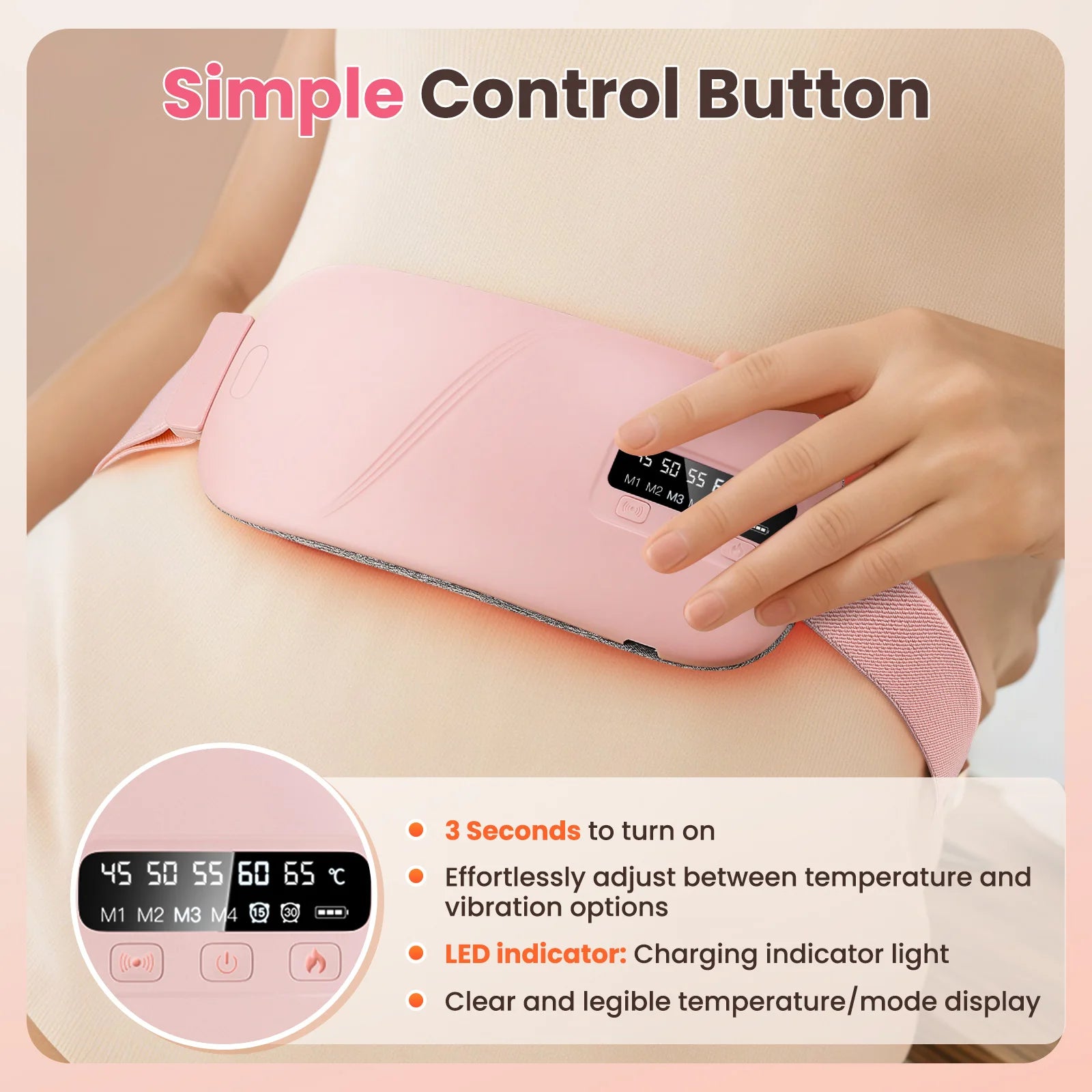 Menstrual Heating Pad Portable Vibration Massage Belt for Women at Home or Office - 12