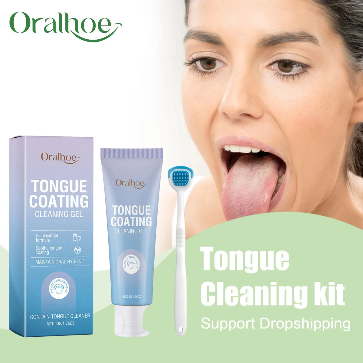 Tongue Cleaner Kit Remove Tongue Coating and Bad Breath for Daily Oral Hygiene Care