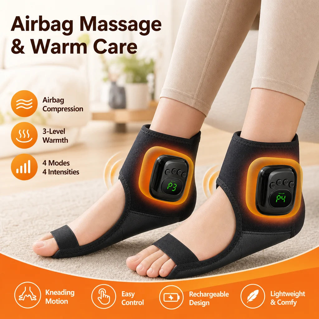 Airbag Compression Ankle Massager with Heat for Muscle Relaxation at Home or Traveling
