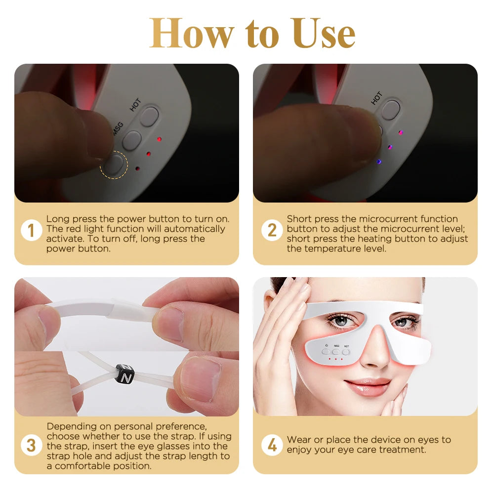 3D Eye Massager Red Light Therapy Device for Relieving Eye Fatigue and Dark Circles at Home
