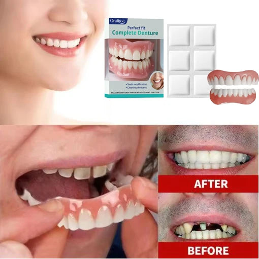 Full Mouth Silicone Dentures Realistic Fake Teeth for Better Smile Confidence at Home Daily