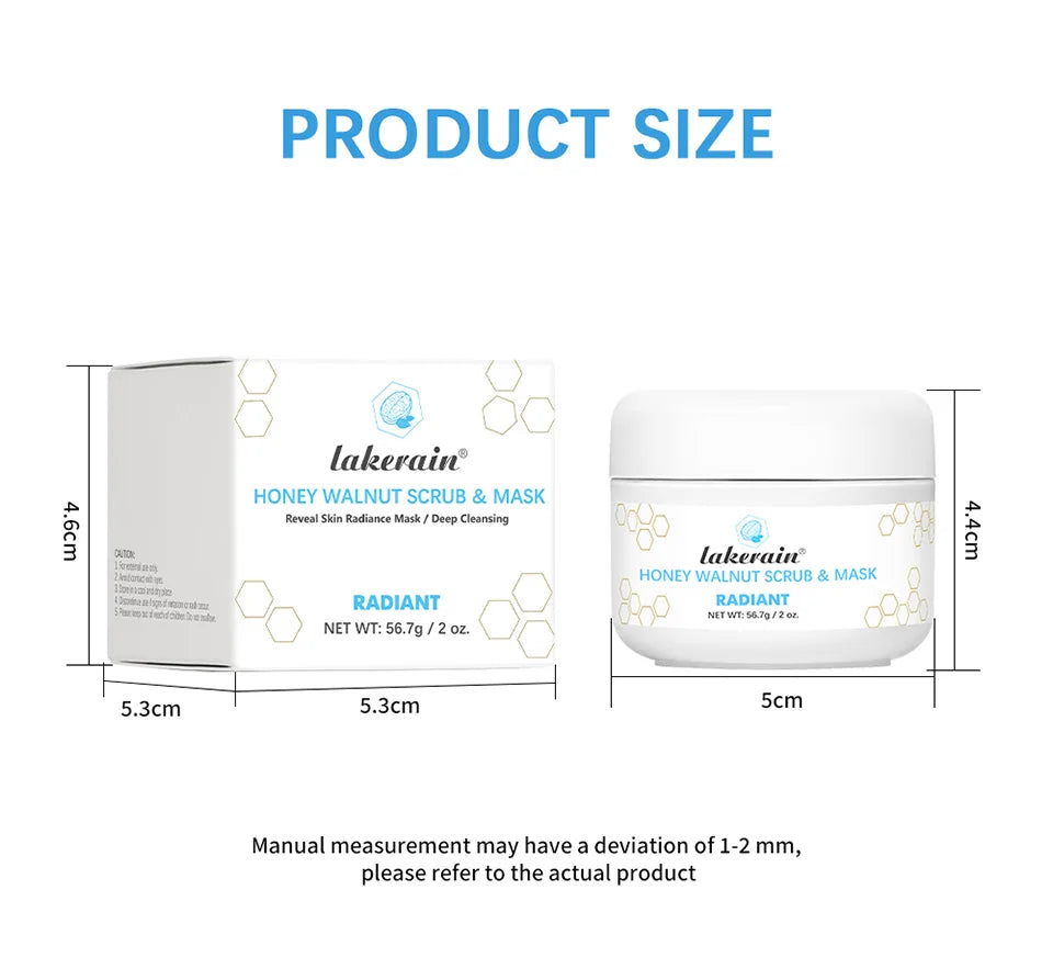 Honey Walnut Facial Scrub and Mask Deep Cleansing Exfoliating Treatment for Radiant Skin Care