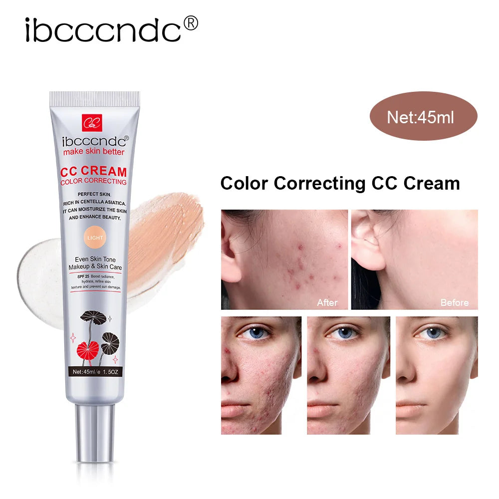 Color Correcting CC Cream Moisturizing Foundation for Women Daily Makeup Routine and Skin Care