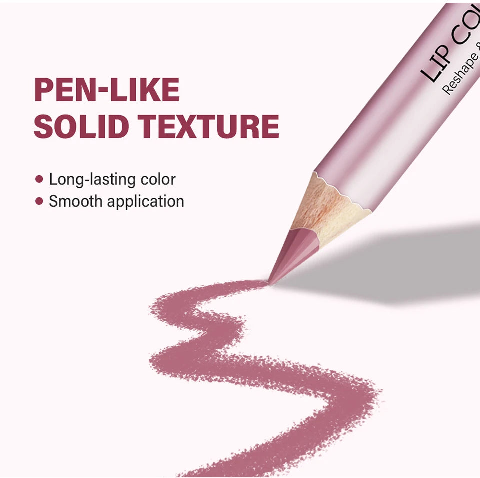 Matte Lip Liner Pencil Waterproof Contour Set for Women to Define Lips at Work or Parties