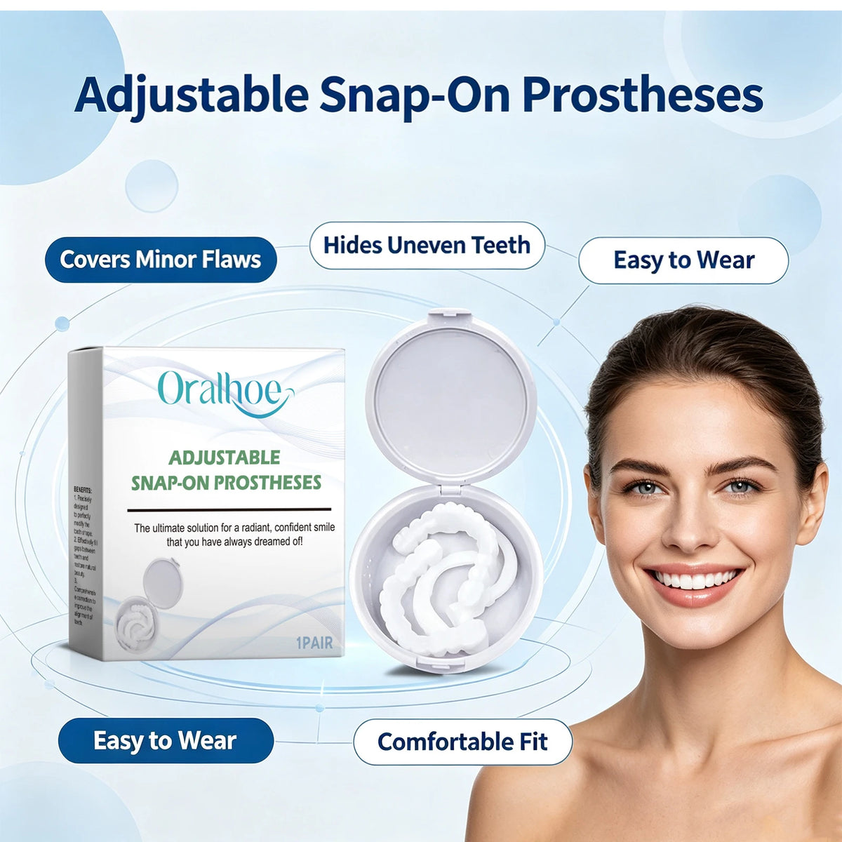 Adjustable Snap On Dentures Conceal Gaps and Stains for Adults Seeking a Radiant Smile