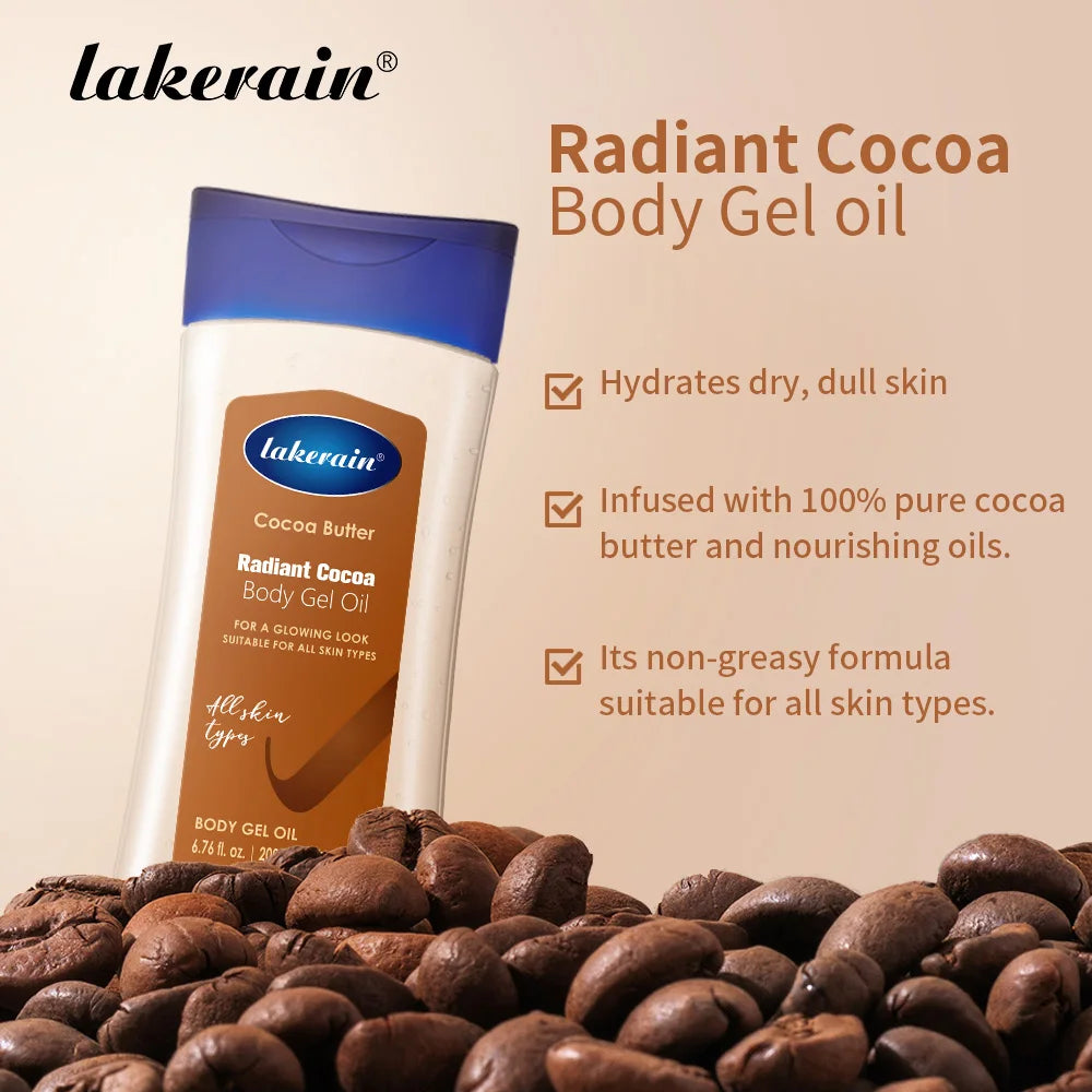 Cocoa Body Oil Gel Moisturizing Hydration for Dry Skin and Radiant Glowing Body Skincare