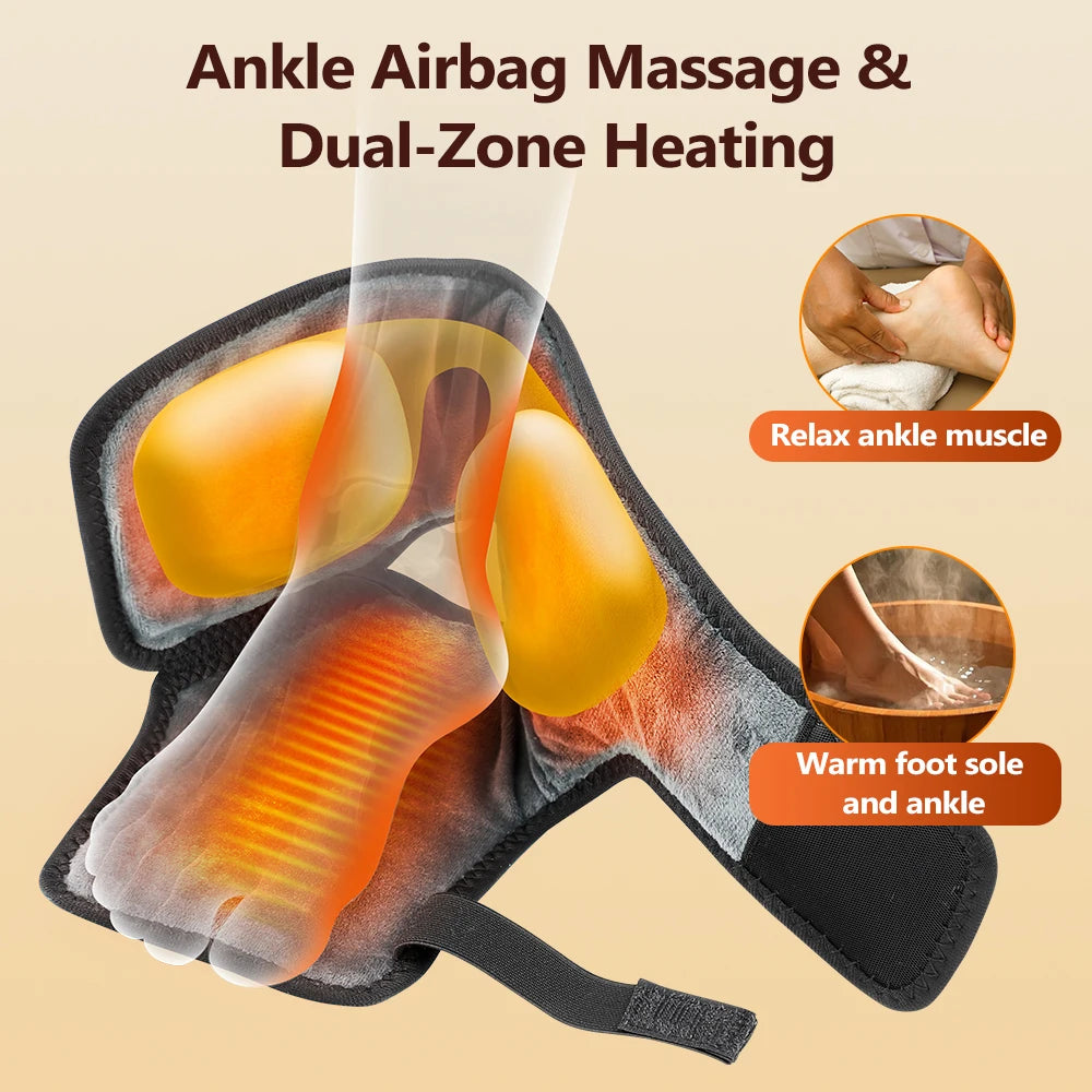 Airbag Compression Ankle Massager with Heat for Muscle Relaxation at Home or Traveling