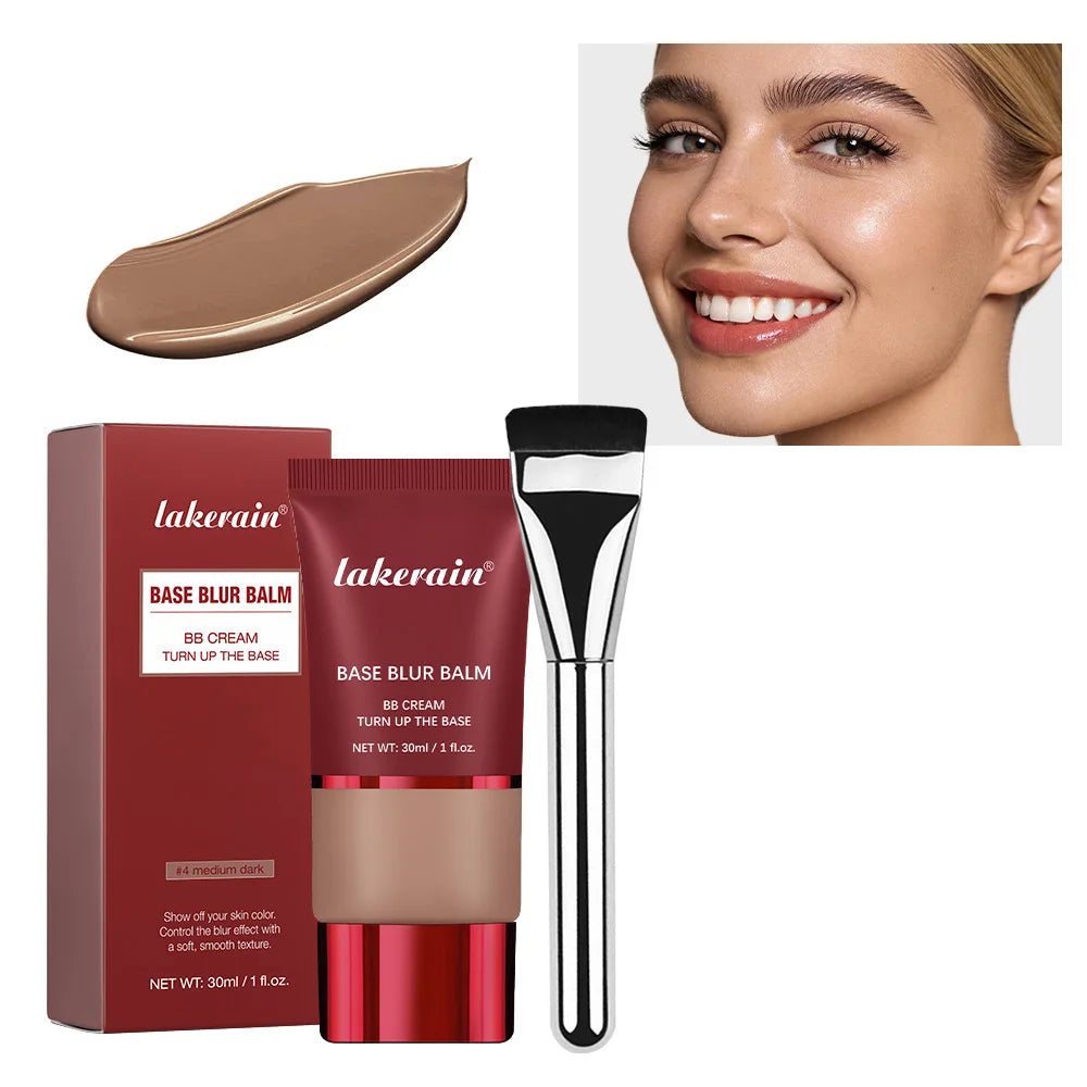 Blur Base Balm with Applicator Brush Pore Minimizing Foundation for Women Daily Makeup