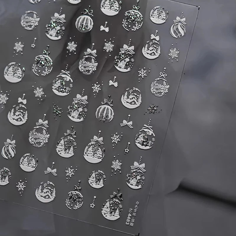 Christmas Nail Stickers Winter Decals for Salon Manicure and Home Holiday Decoration