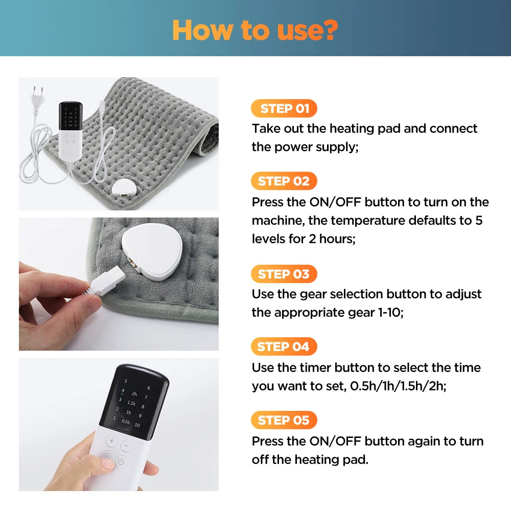Electric Heating Pad Fast Thermal Mat for Back and Legs at Home or Office