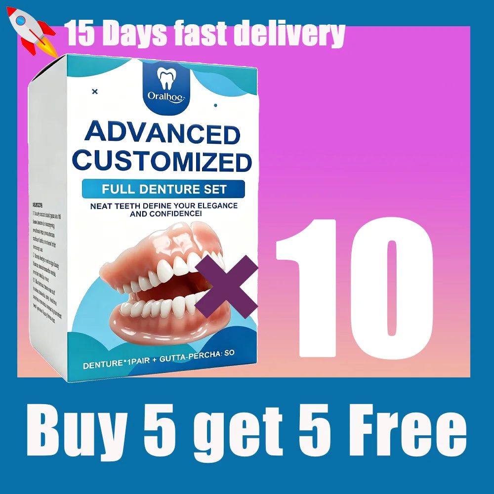 Realistic Full Denture Set Comfortable False Teeth for Men and Women for Natural Confident Smiles