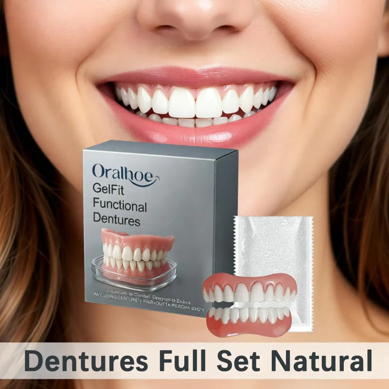 Temporary Denture Set Cosmetic Teeth for Missing Gaps and Perfect Smile for Men and Women