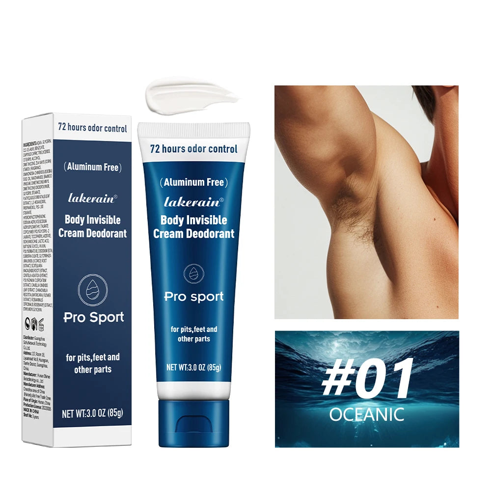 Body Deodorant Cream Long Lasting Odor Protection for Men Daily Use and Active Sport Travel