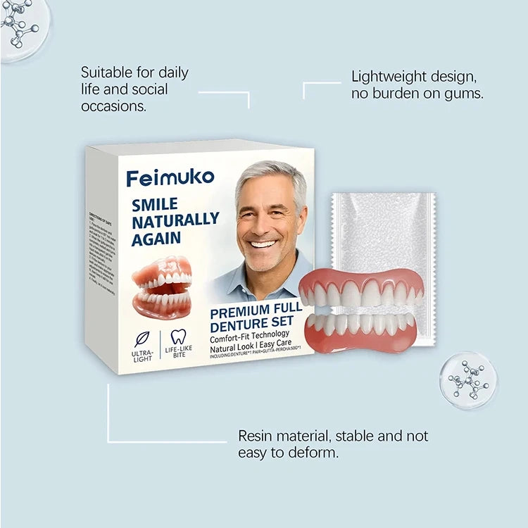 Full Denture Set Natural Smile Braces for Men and Women for Daily Oral Hygiene Comfort