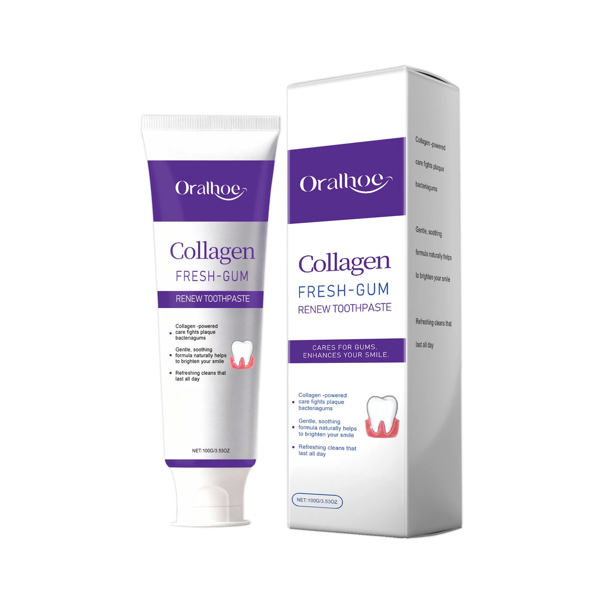 Collagen Toothpaste Whitening and Fresh Breath for Adults Daily Oral Care at Home Routine