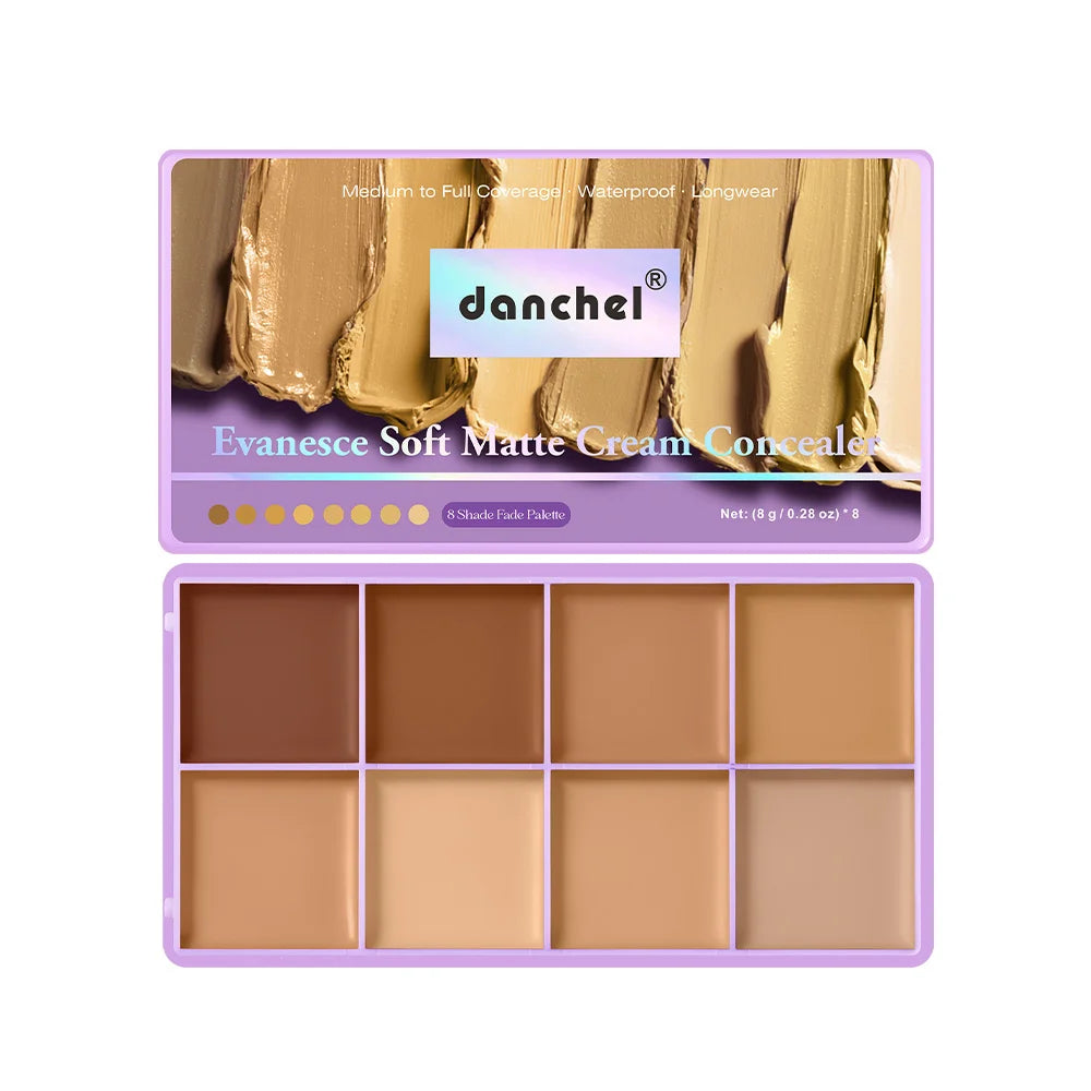 8 Shade Cream Concealer Palette Waterproof Full Coverage for Professional Makeup Artists