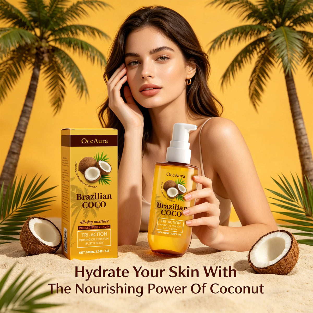 Coconut Firming Oil Skin Tightening and Hydrating Moisturizer for Women for Daily Body Care
