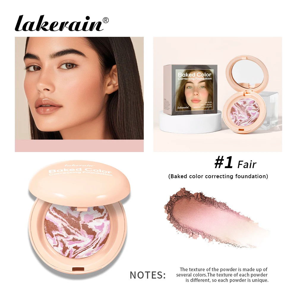 Baked Color Correcting Foundation Pressed Powder Palette for Daily Makeup Face Finishing