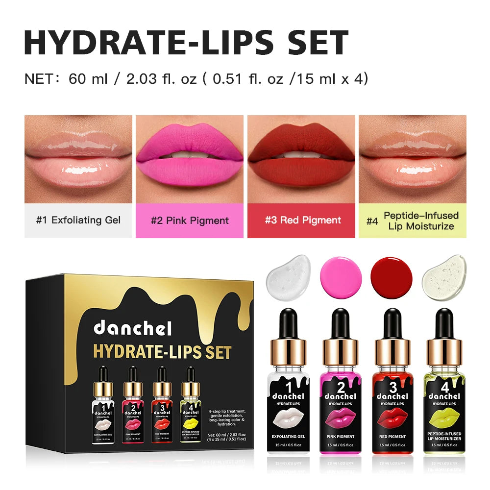 Hydrate Lips Set Exfoliating Gel and Peptide Moisturizer for Daily Lip Care Routine