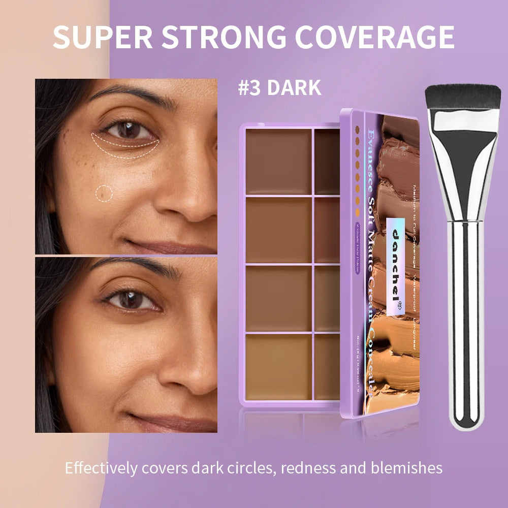 8 Shade Cream Concealer Palette Soft Matte Contour for All Skin Types Daily