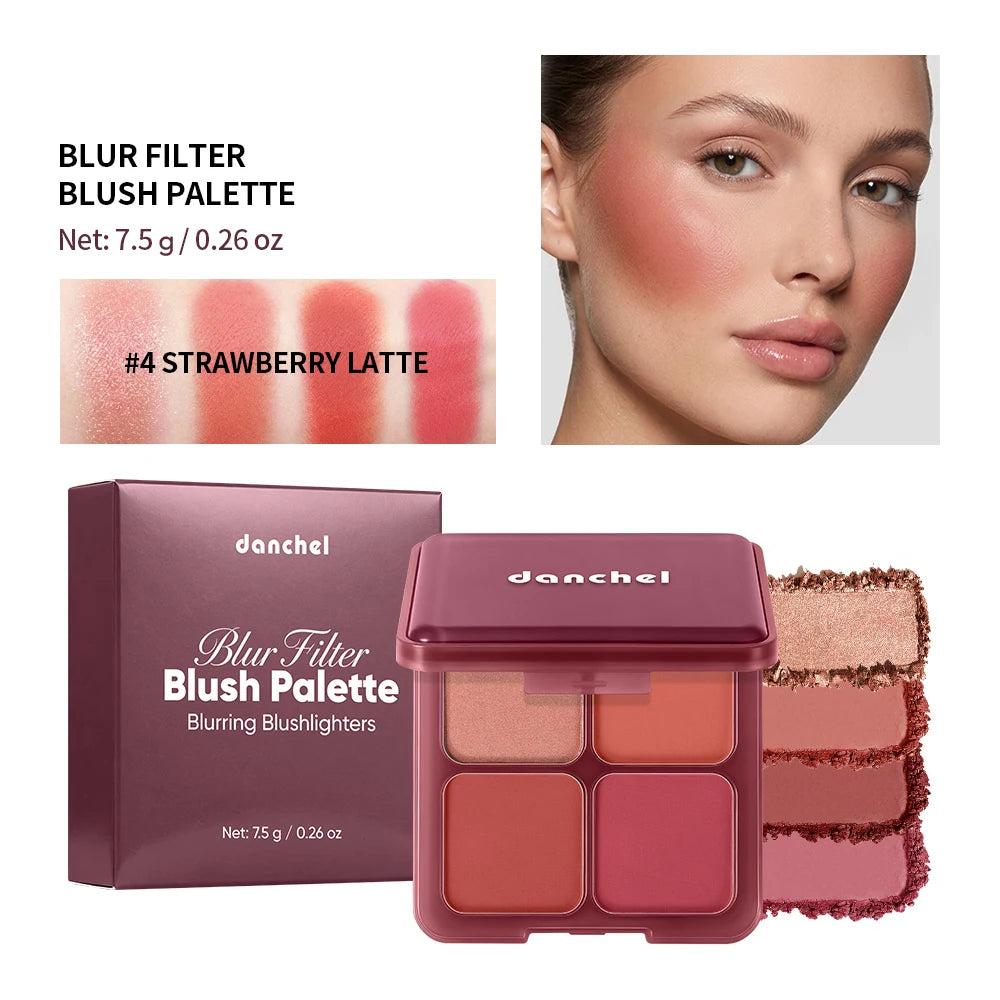 Blur Filter Blush Palette Matte Shimmer Powder for Natural Daily Cheek Makeup Routine