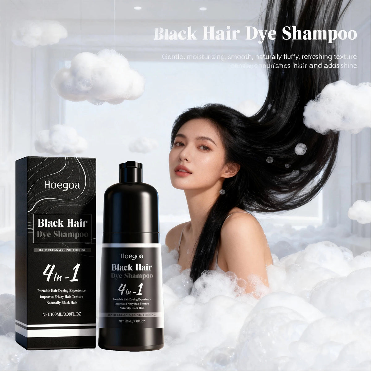 Black Hair Dye Shampoo Natural Gray Coverage for Men and Women at Home Daily Care Routine