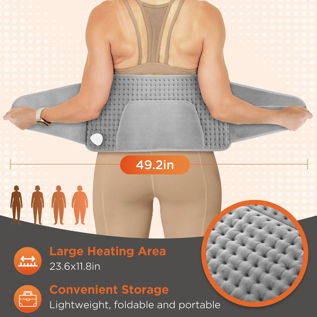 Electric Heating Pad with Hand Pockets Adjustable Warm Wrap for Waist Back at Home