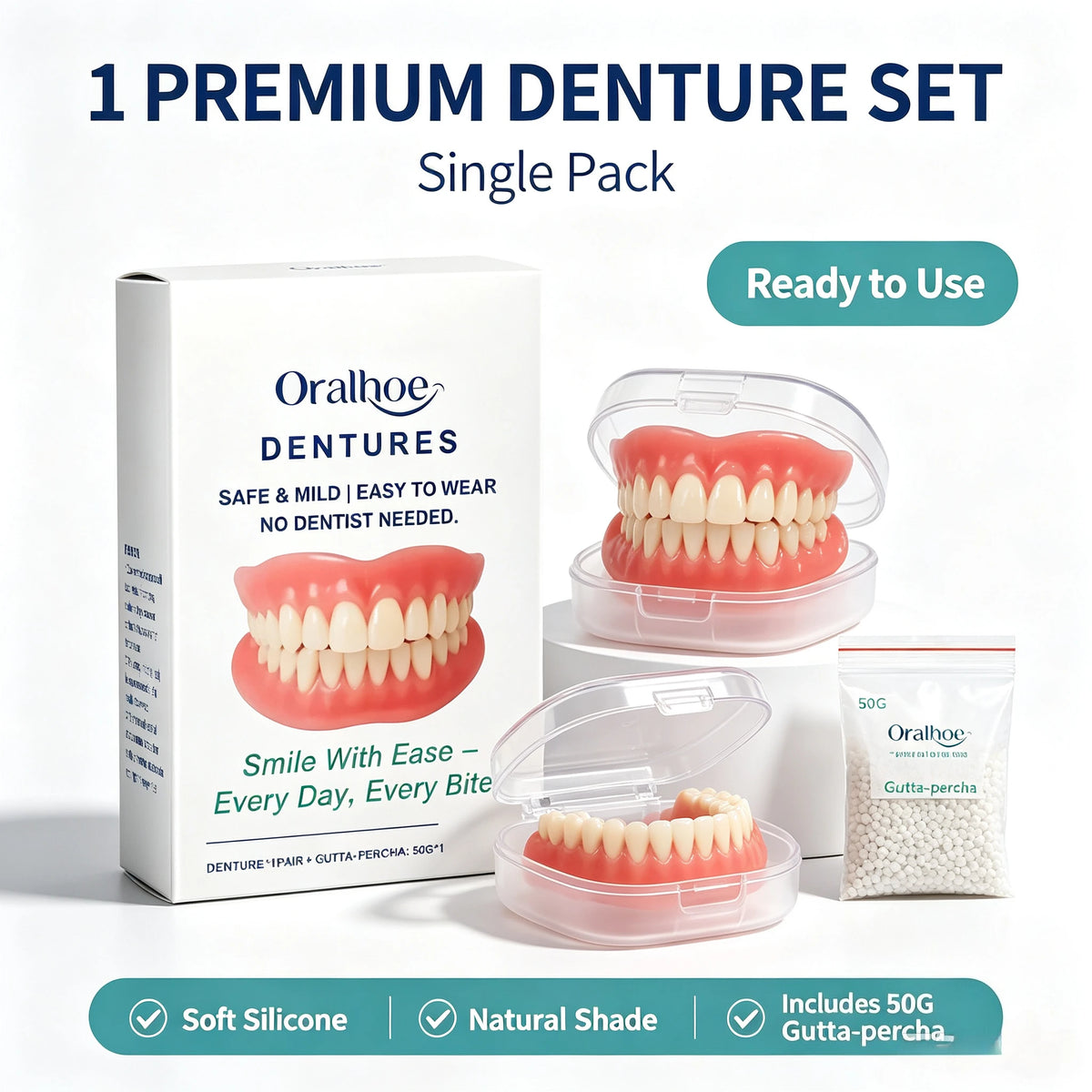 Adjustable Cosmetic Dentures Fake Teeth for Temporary Beauty Smile Men and Women Daily Use