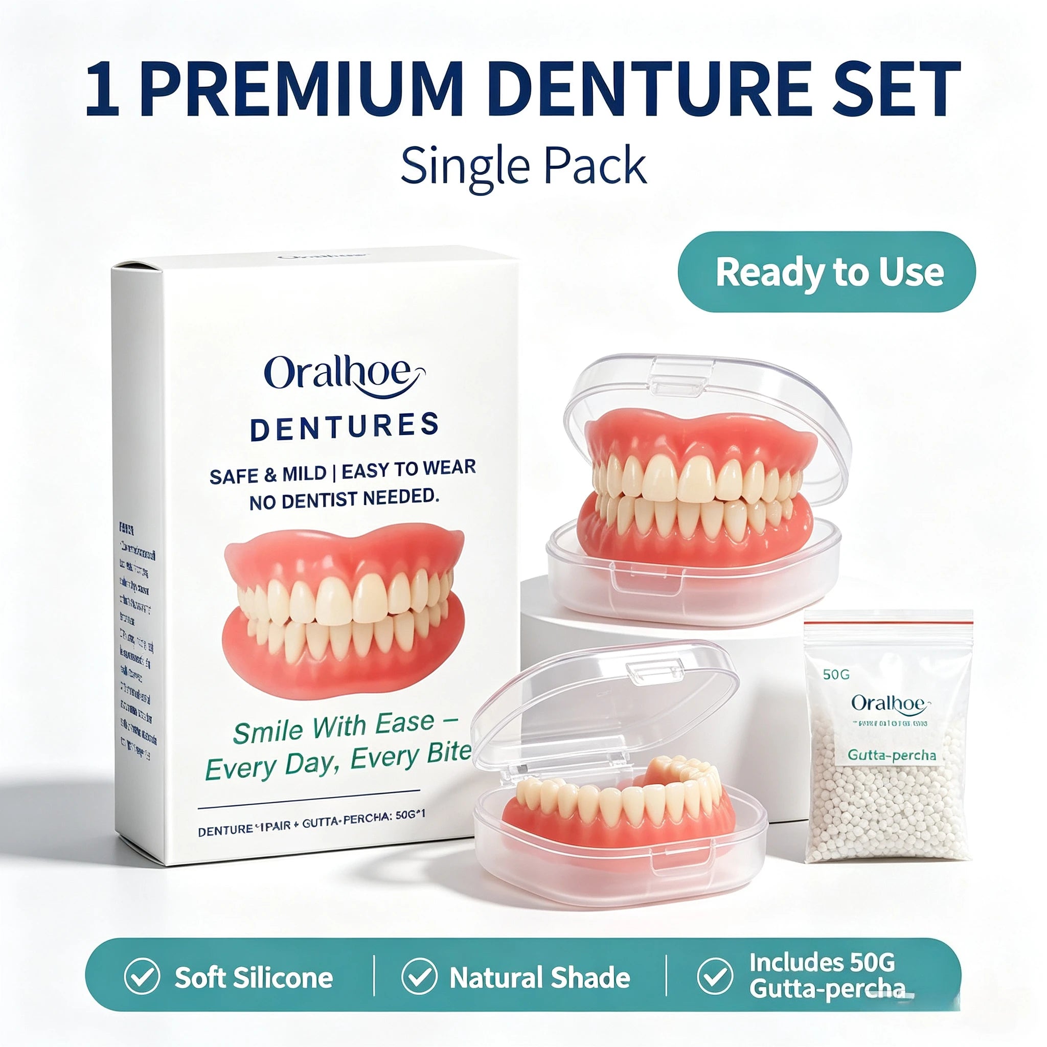 Adjustable Cosmetic Dentures Portable Storage Case for Men Women Daily Smile Maintenance - 8