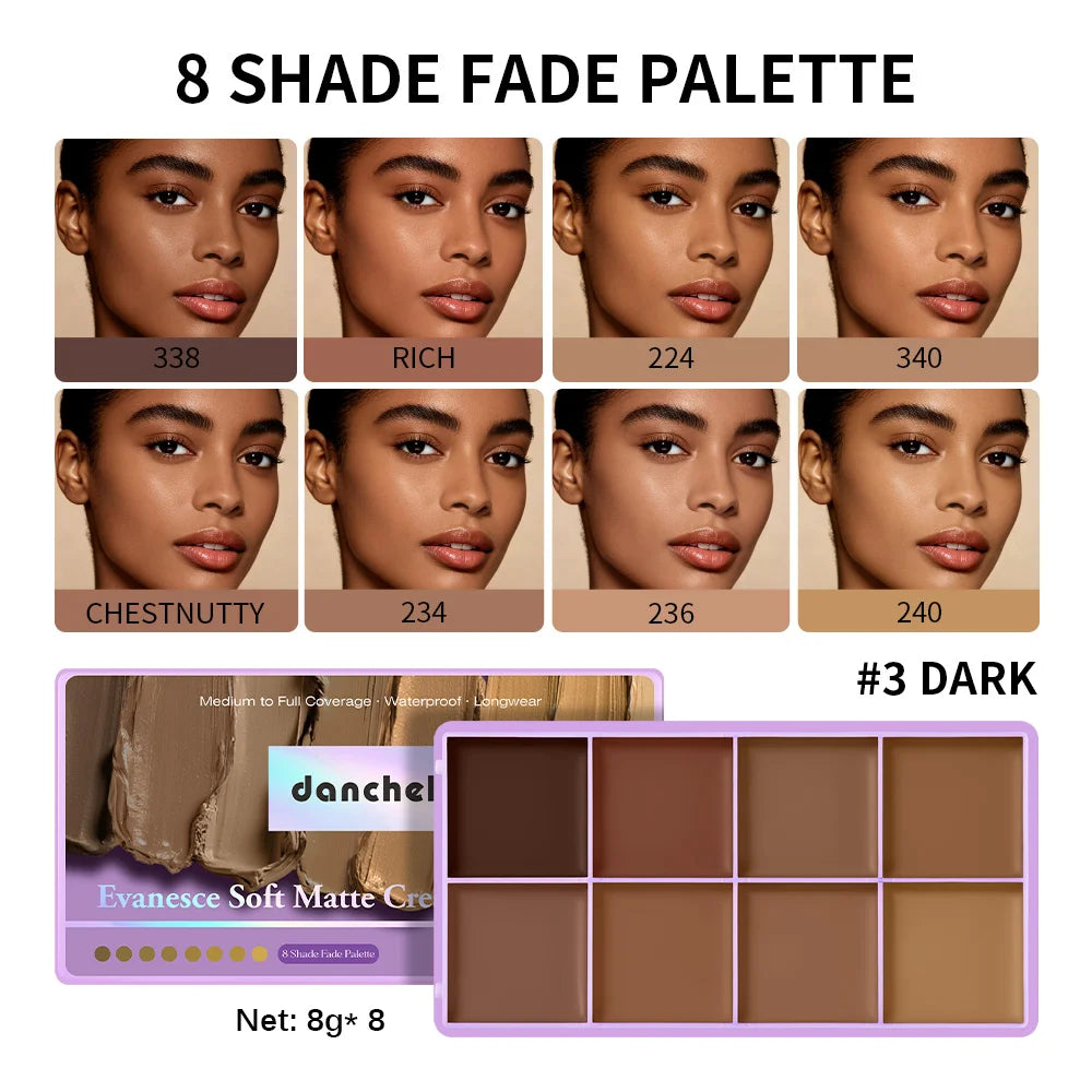 8 Shade Cream Concealer Palette Soft Matte Contour for All Skin Types Daily - 19