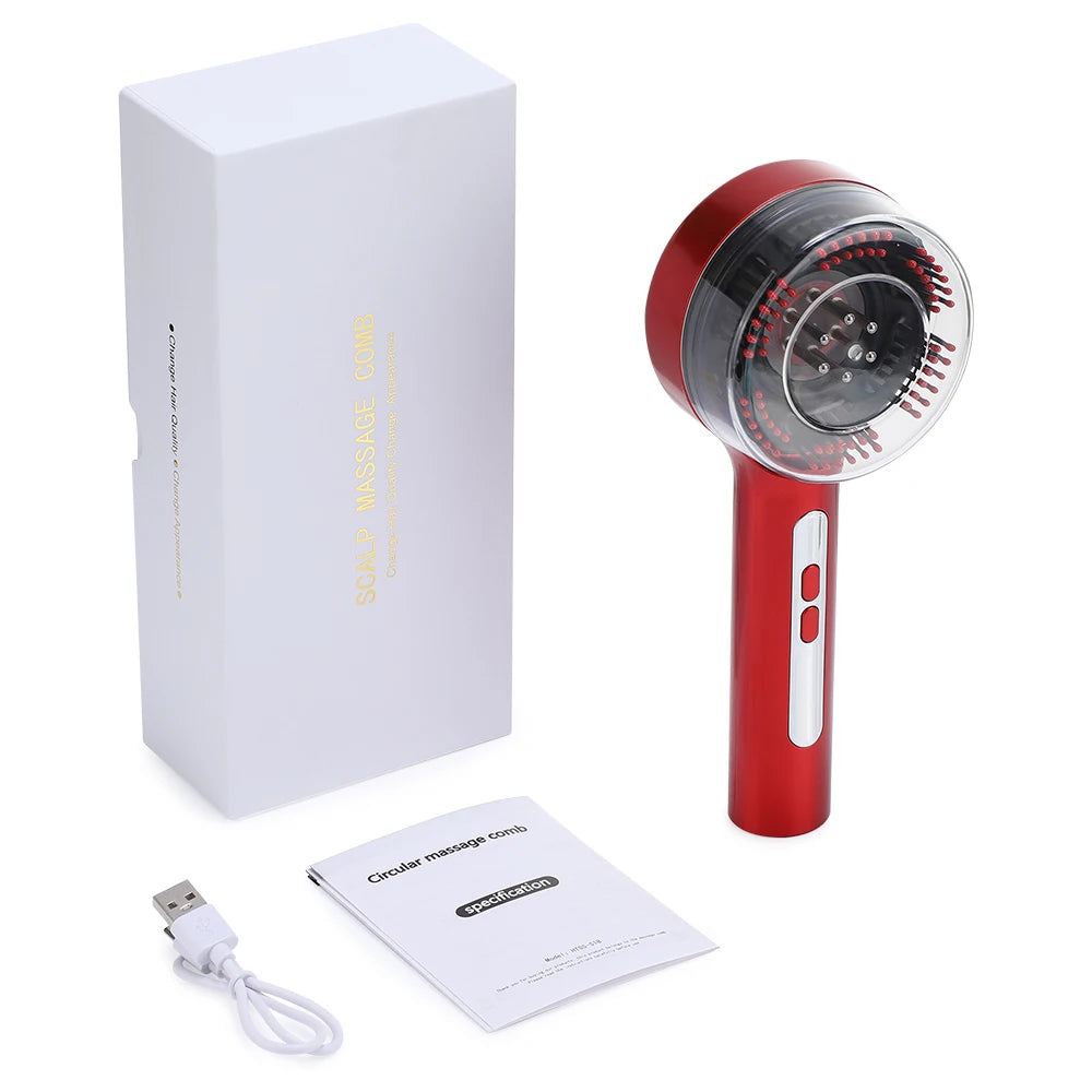 Electric Scalp Massage Comb LED Therapy Hair Growth Serum Applicator for Men and Women Home - 14