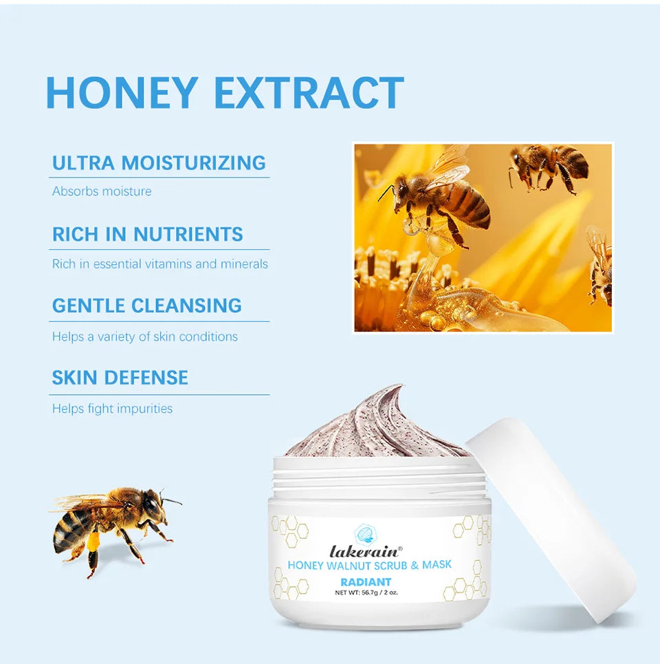 Honey Walnut Facial Scrub and Mask Deep Cleansing Exfoliating Treatment for Radiant Skin Care - 10