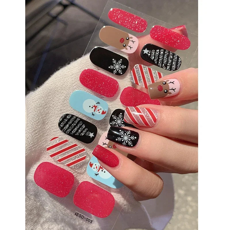 Christmas Nail Art Stickers Holiday Snowflake Decals for Women during Winter