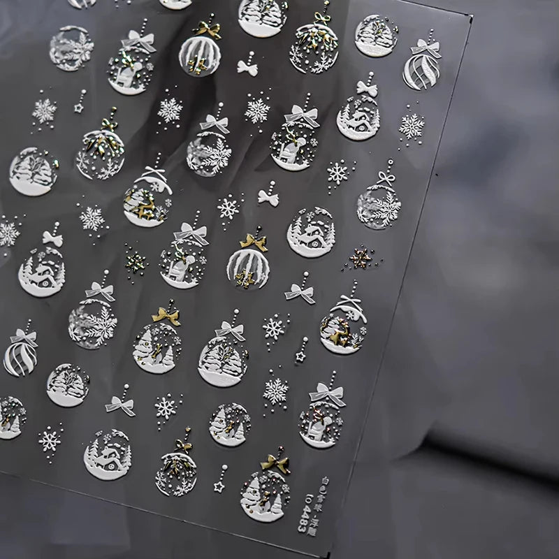 Christmas Nail Stickers Winter Decals for Salon Manicure and Home Holiday Decoration