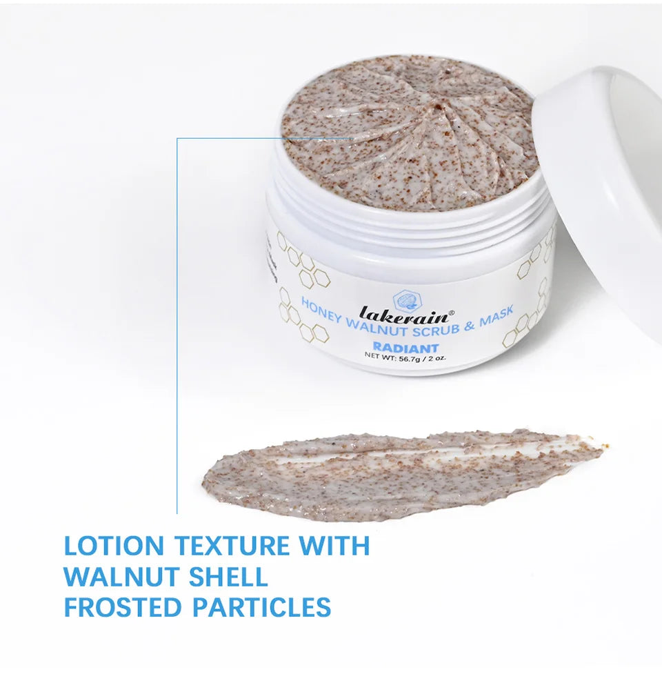 Honey Walnut Facial Scrub and Mask Deep Cleansing Exfoliating Treatment for Radiant Skin Care